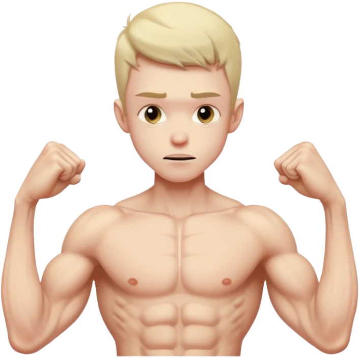 A skinny guy imagines himself getting stronger. emoji