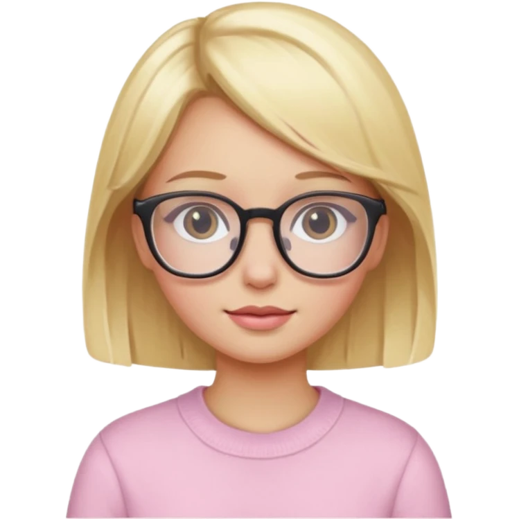 make me an emoji of a blonde girl studying, touch of baby pink emoji