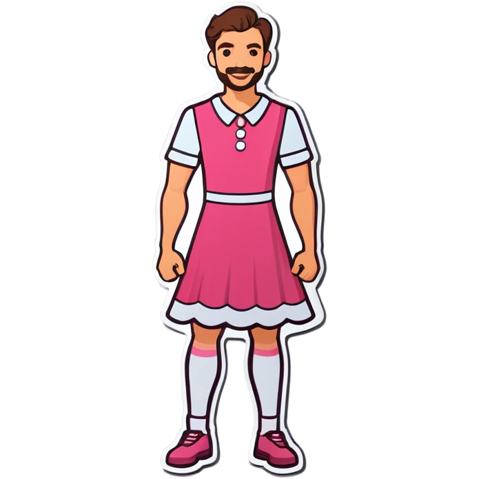 Man wearing a ladies pink dress  emoji