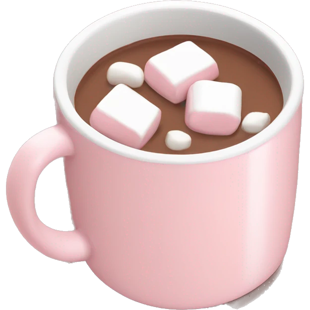 Light Pink mug of hot chocolate with marshmallows  emoji