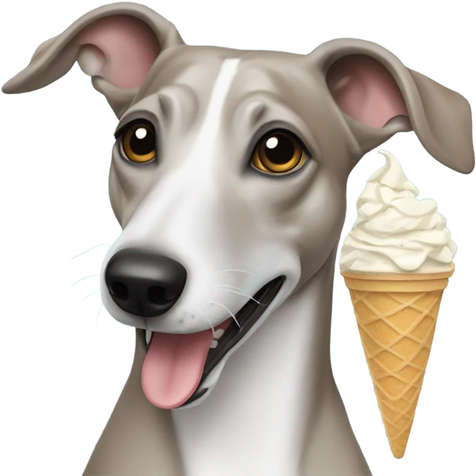 Whippet eating ice cream emoji