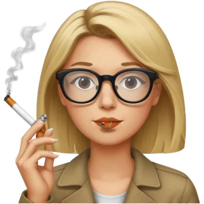 can you create a sneaky bitch SNAKE with big glasses smoking a cigarrette? the SNAKE needs to have dirty blonde hair emoji