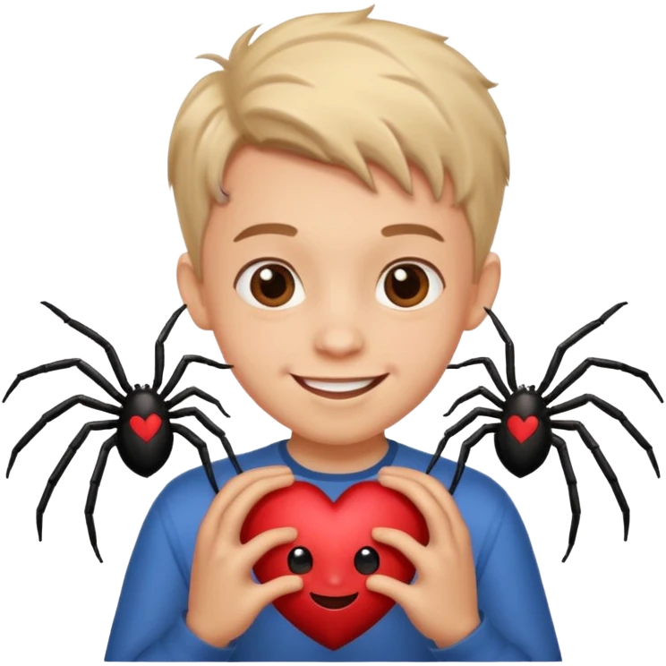 boy face spider in love give hart emoji