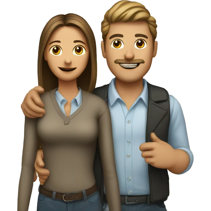 two people, a man and a woman between them is a phone  emoji