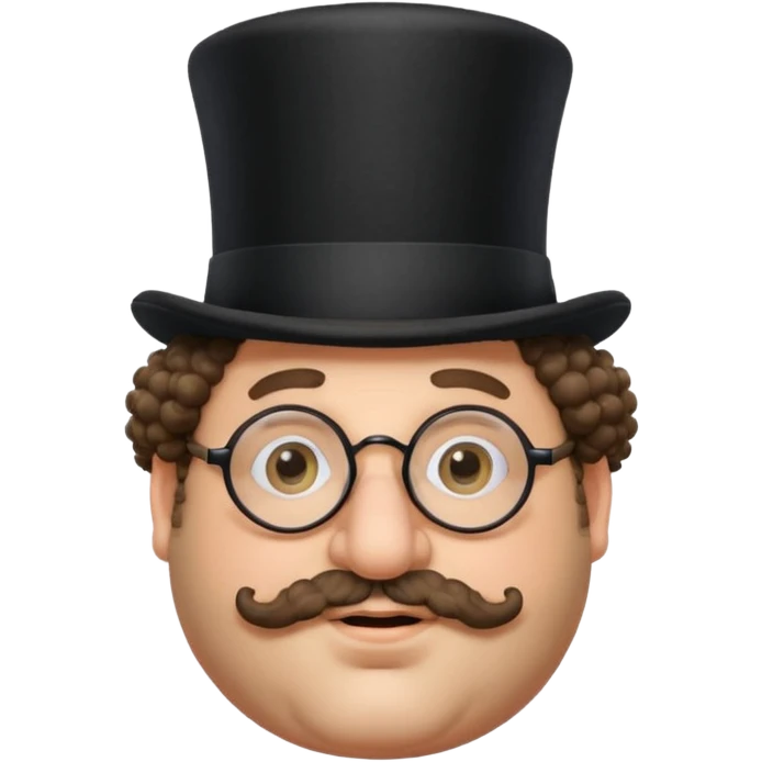 Fat Jewish man with curly hair a top hat glasses and a large nose  emoji