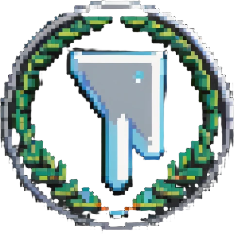 YouTube creator badge with silver play button and pixel art details emoji