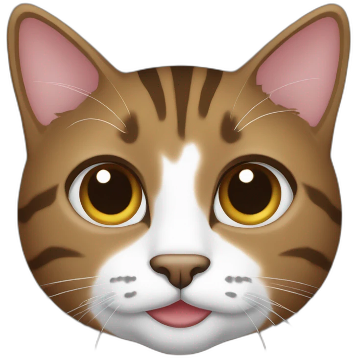 brown tabby cat with brown nose and small white spot on right side of mouth emoji