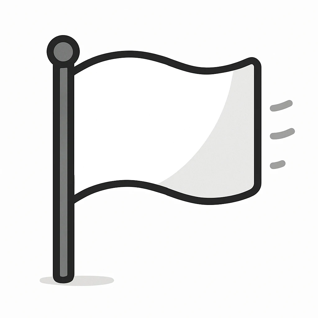 white flag waving in the wind, minimalist style, no text emoji