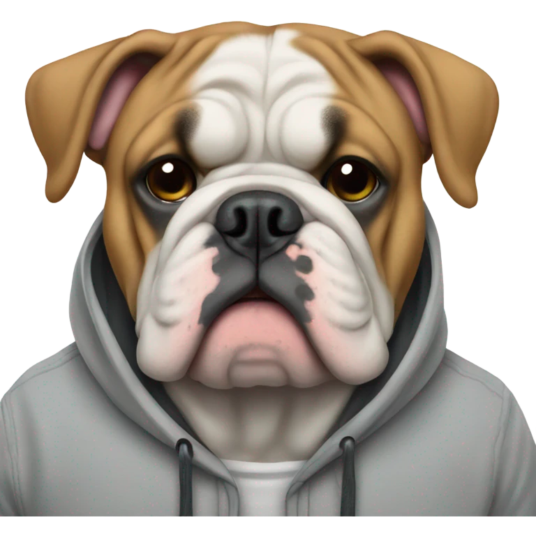 English bulldog wearing a hoodie ￼ emoji