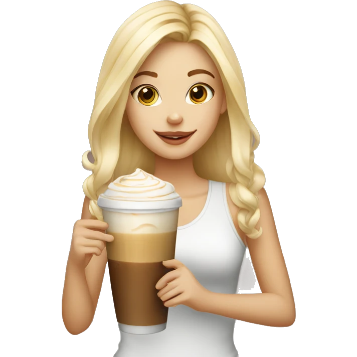 Blonde girl with ice latte  emoji