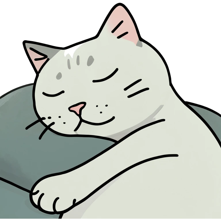 Un chat dort sur un lit emoji