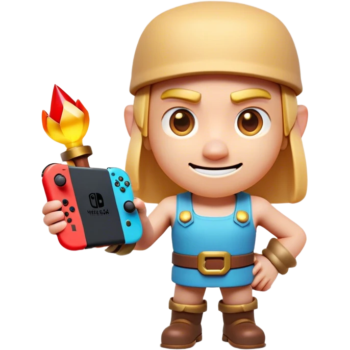 Clash of Clans aesthetic: Cinematic Playful Nintendo Switch Portrait Emoji, rendered in a 3D vector-style similar to standard emojis with minimal shading and bold, simplified shapes. A compact, distinct form with signature details, softly glowing with a nostalgic gaming charm. Simplified yet unmistakably iconic, highly detailed and consistent, glowing with a soft radiance and high shine. Stylized with a touch of retro gaming magic and a soft glowing outline, capturing the essence of a beloved gaming relic with a friendly, playful manner! emoji