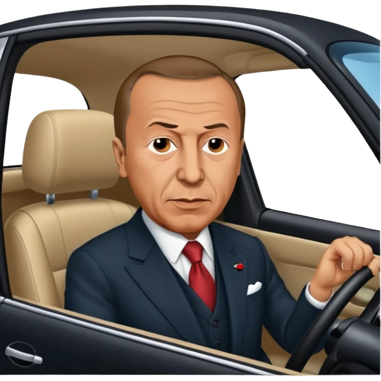 Recep Tayyip Erdoğan araba kullanıyor emoji
