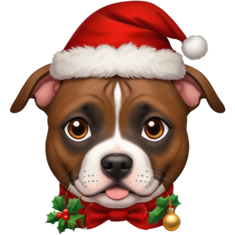 Gorgeous brindle staffie with Christmas hat on emoji