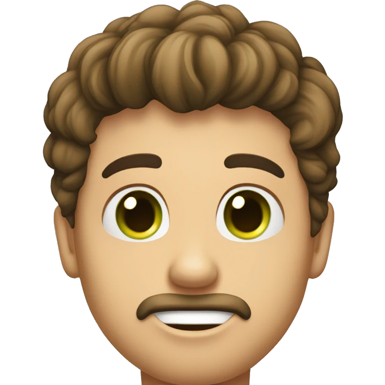 Homme cheuveu boucle aux yeux vert qui fait un bisous avec un coeur emoji
