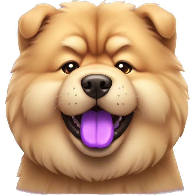 Chow chow dog with purple tongue emoji