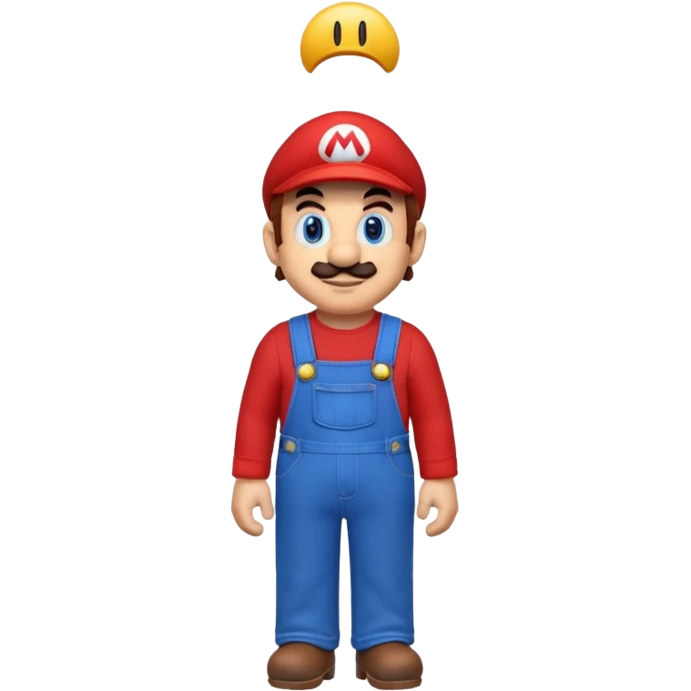 Mario character with red long sleeve shirt and blue overalls emoji