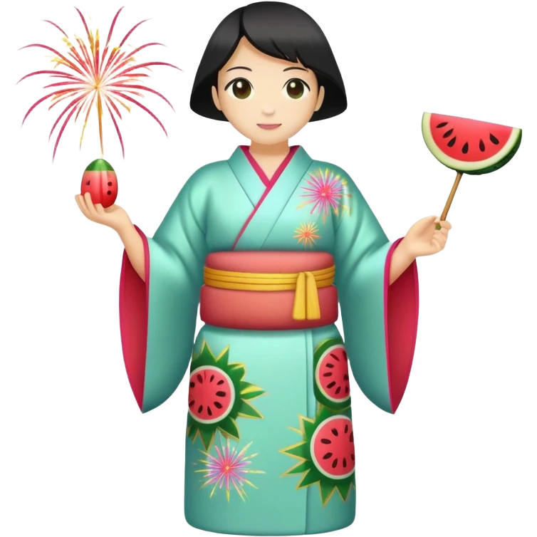 👘🎆🎇🍉🍡 emoji