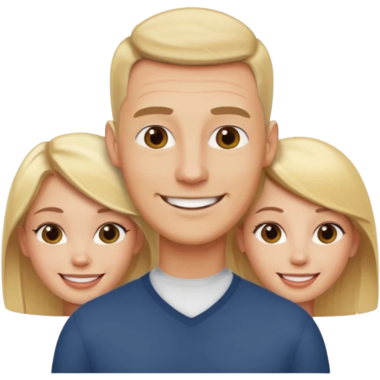 Two blonde women and a man with skin head  emoji