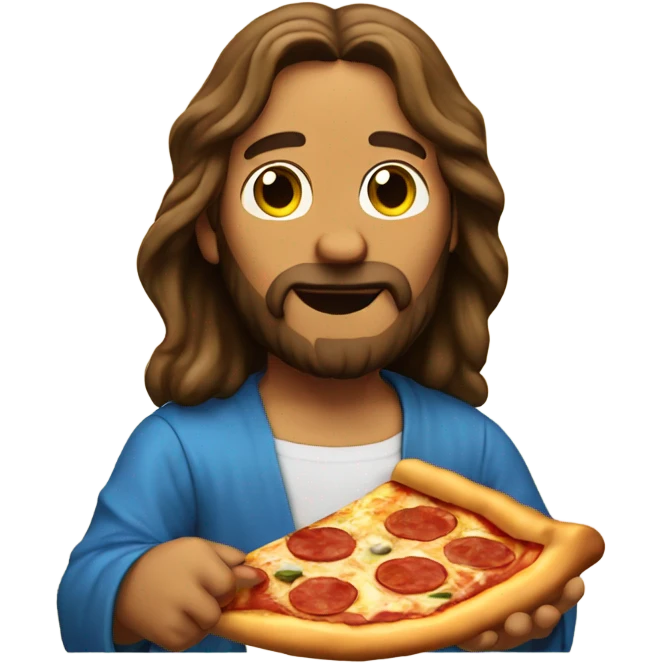 Jesus eating a pizza emoji