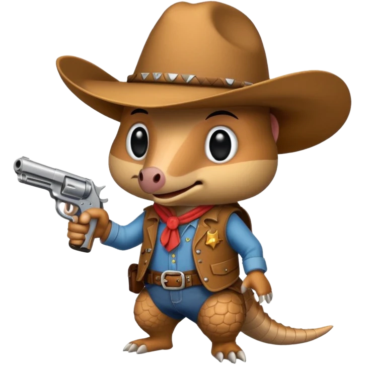 Cowboy armadillo with a pistol emoji