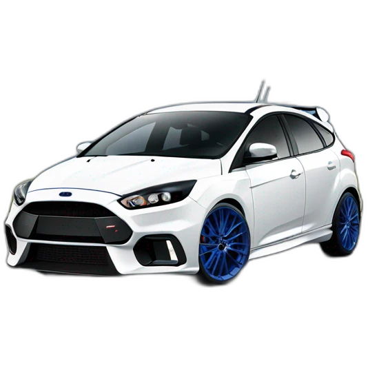 White FORD FOCUS RS with royal blue rims emoji