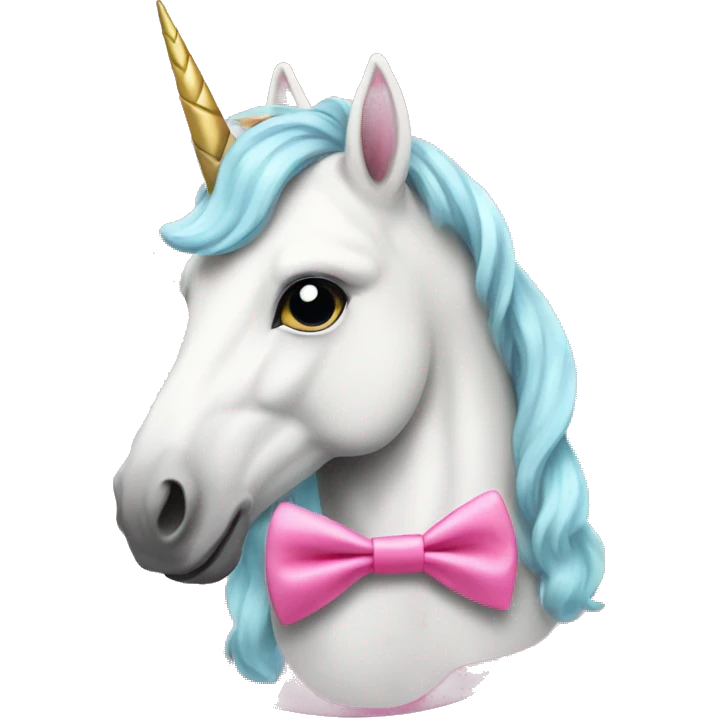 A unicorn with a pink bow tie emoji