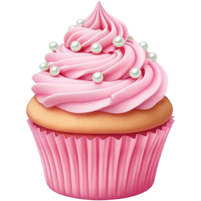 Cinematic Realistic Pink Cupcakes, fluffy pastel pink frosting swirled elegantly on top of golden cupcakes, tiny edible pearls adding a delicate touch, soft warm lighting creating a dreamy atmosphere, glowing with sweetness and charm. emoji