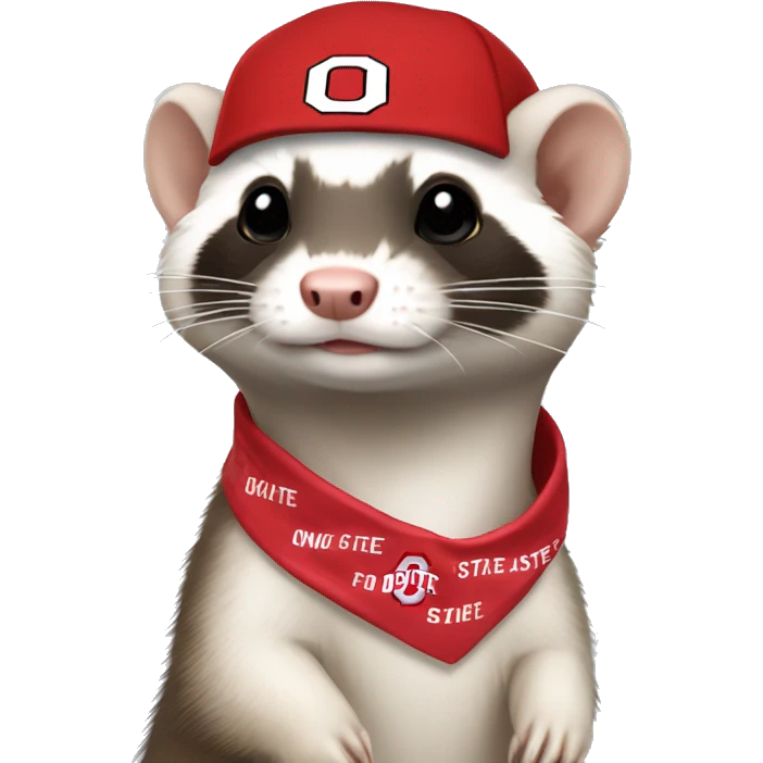 Ferret wearing an Ohio state bandana around its neck emoji