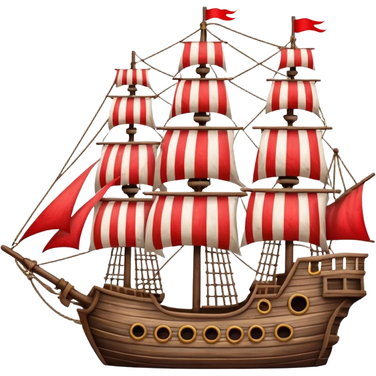 pirate ship red and white lines  emoji