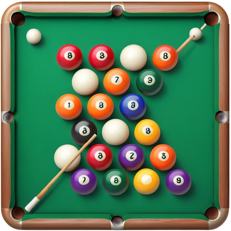 billiards pool table with cue ball and colorful balls emoji
