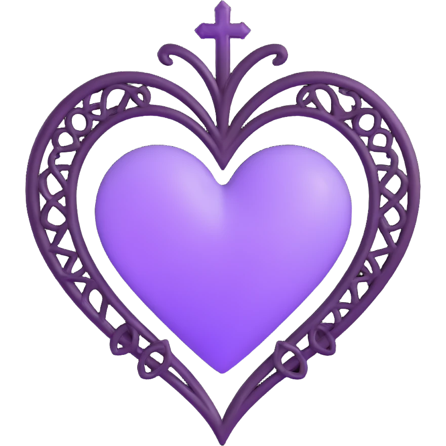 gothic heart, deep purple, glowing effect emoji