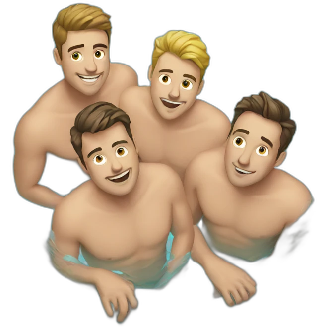Four guys in a very small pool emoji