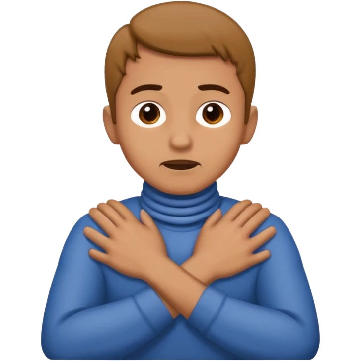 Man with hands gripped around neck crossed like he is choking emoji