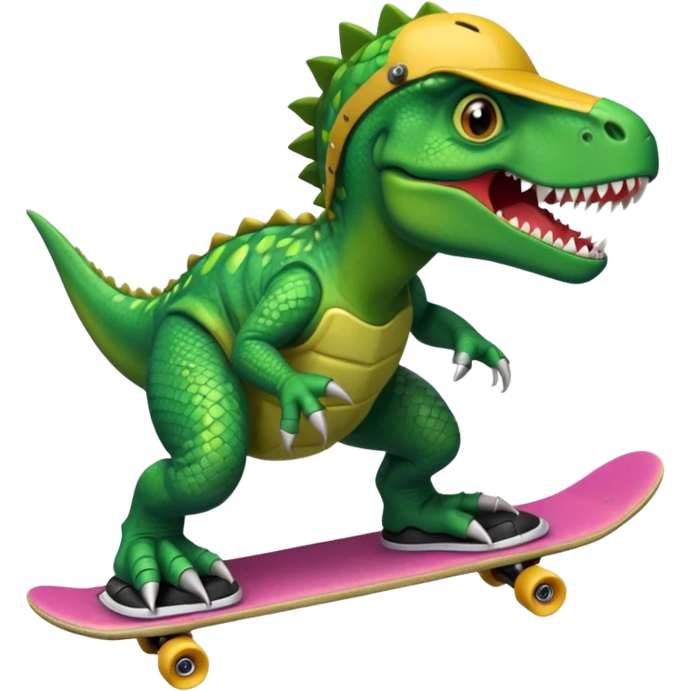 dinosaor with skateboard helmet emoji