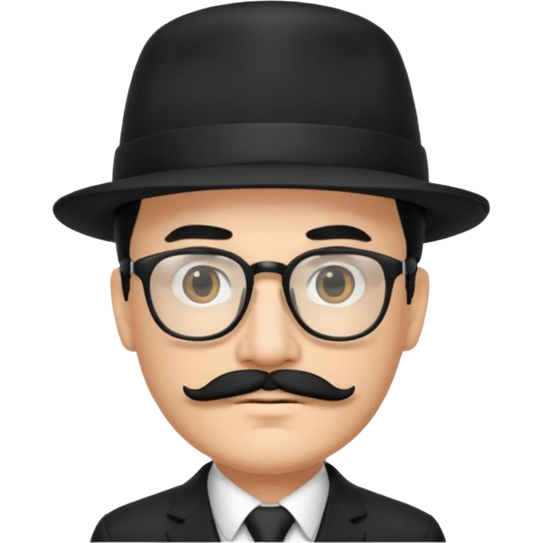 black hair dad in black suit and glasses with mustache and a hat emoji