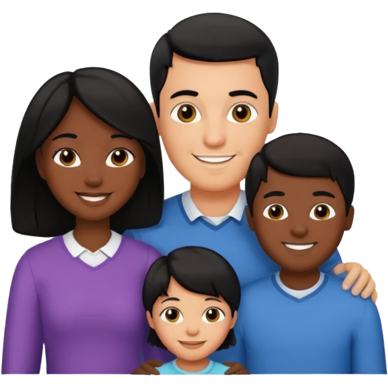 Couple of married man and woman with one kid teenager on the middle with black hair emoji