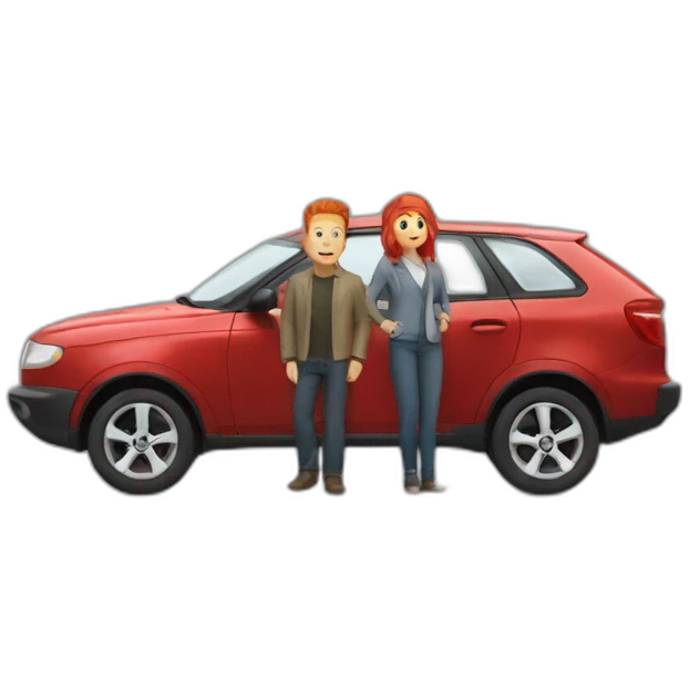 Car with a man with red hair emoji