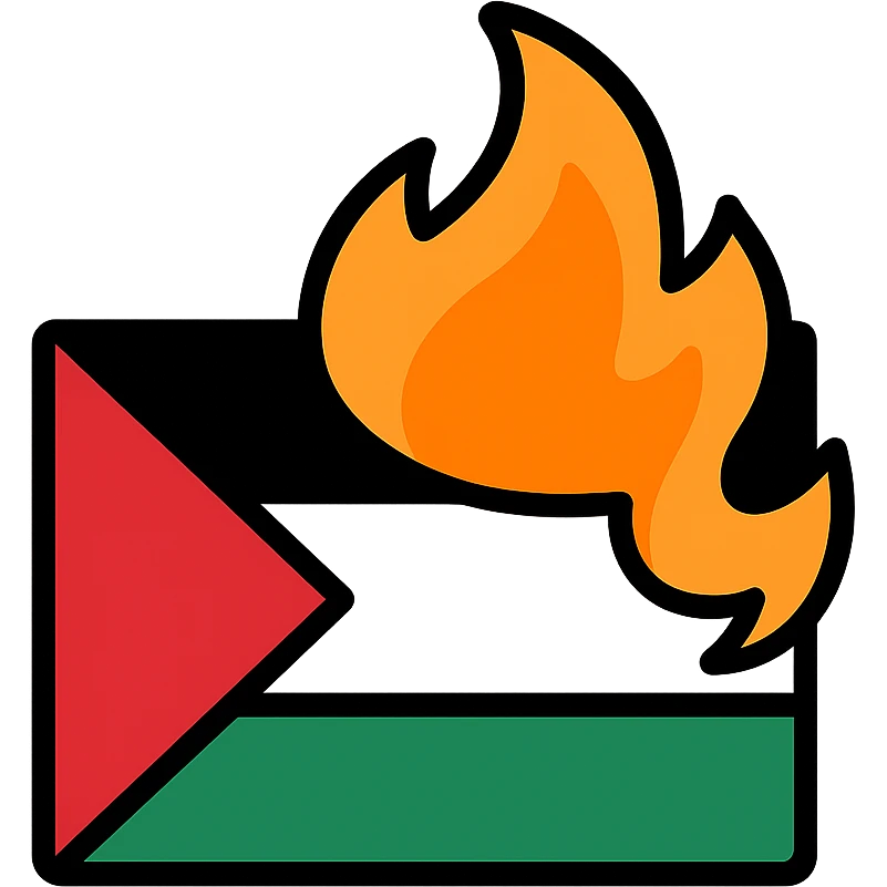 Palestine flag burning with stylized flames icon emoji