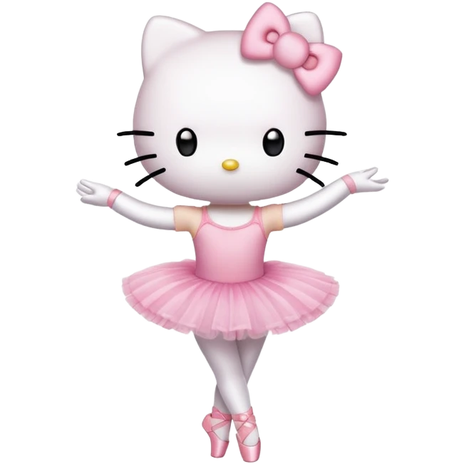 Hello Kitty character in ballet pose with pink tutu emoji