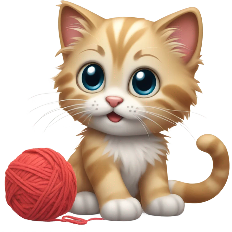 Kitten playing with yarn emoji