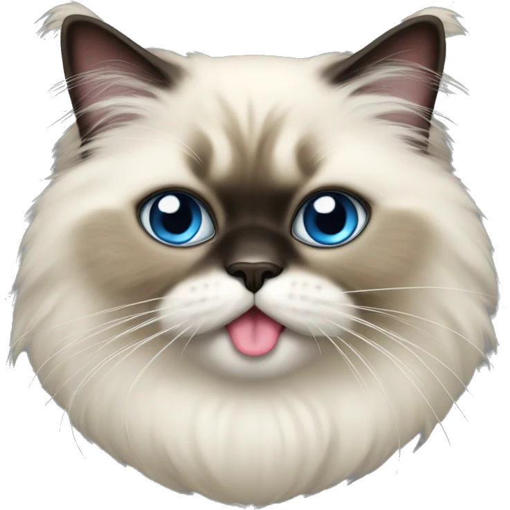 Himalayan cat with tongue out, blue eyes emoji