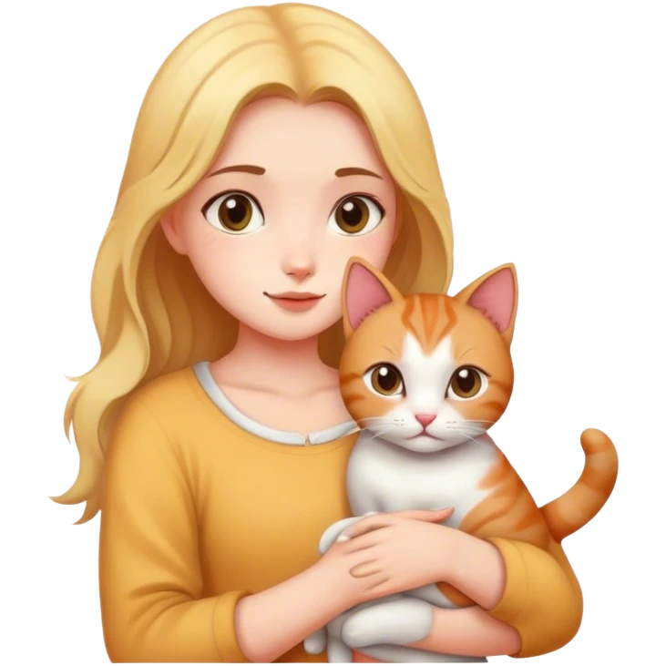 Girl with cat in hands emoji