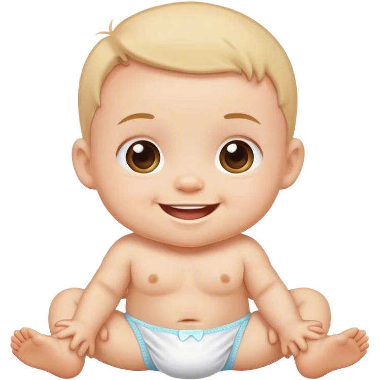 cute baby with diapers and a nice smile emoji