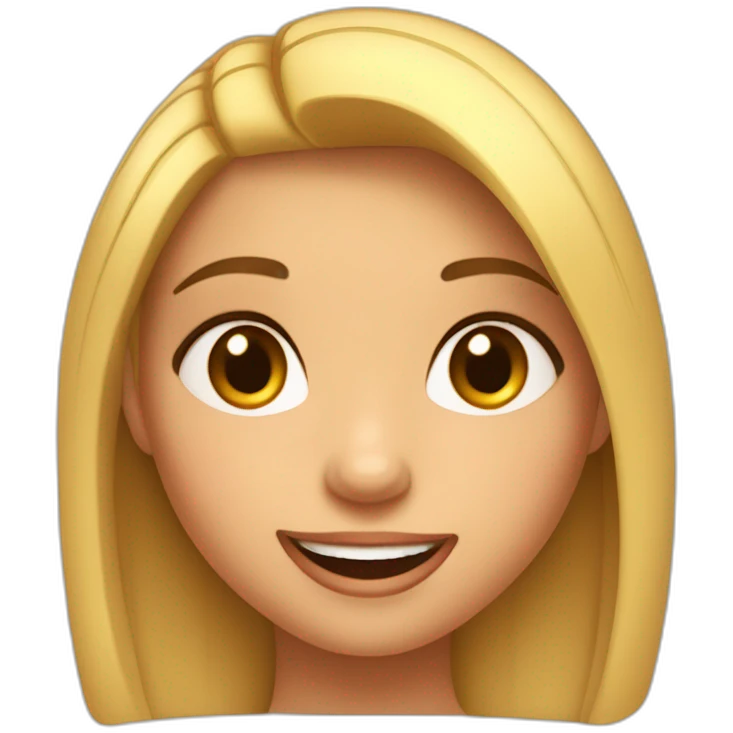 Rostro de niña morena con coleta y sonriente estilo pixar emoji