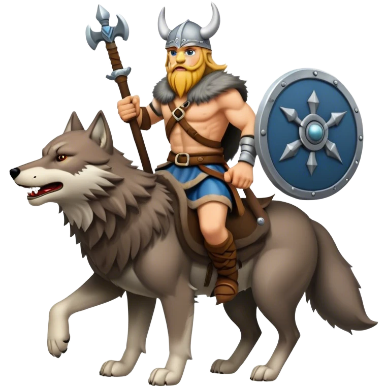 Viking Warrior Riding A Wolf  emoji