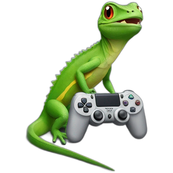 Lizard playing playstation emoji