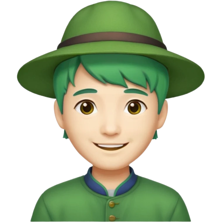 chinese man green haired and hat emoji