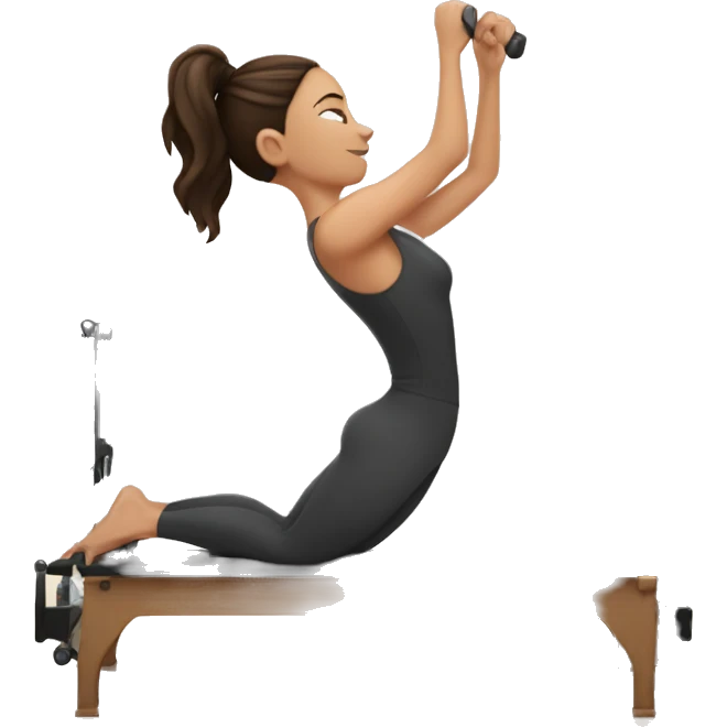 Brunette girl doing Pilates reformer emoji