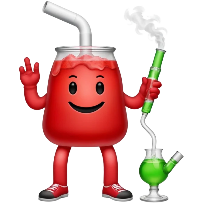 Kool-Aid man with legs smoking a bong emoji